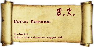 Boros Kemenes névjegykártya